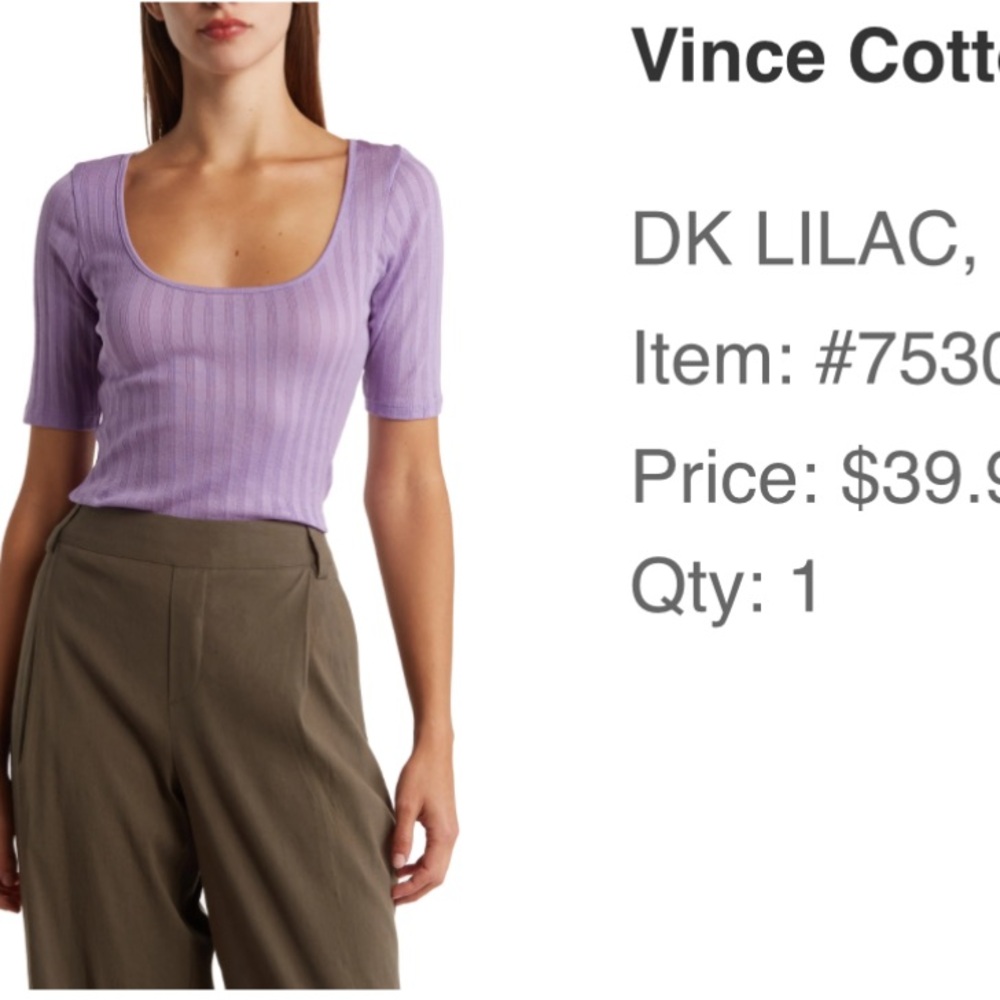Vince Lavender Ribbed Knit Top